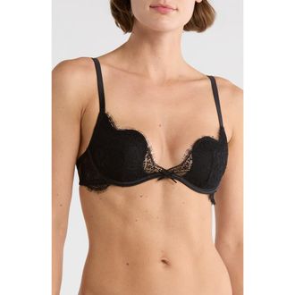 Fleur du Mal Frankie Underwire Lace Plunge Demi Bra in Black at Nordstrom, Size 36Dd