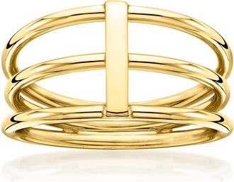 Canaria Canaria Italian 10kt Yellow Gold 3-Row Bar Ring