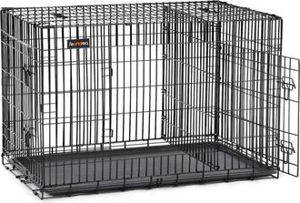 FEANDREA Jaula para perros con 2 puertas 92,5 x 57,5 x 64 cm de color negro