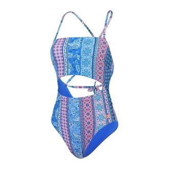 Speedo Dames Paisley Zwempak E&eacute;nstuk (Blauw/Roze)