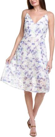 Adrianna Papell Floral Tulle Soutache A-Line Midi Dress