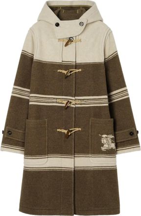 Burberry striped hooded duffle coat - Brown