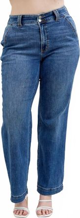 Judy Blue Womens Wide Leg Double Button Jeans In Blue