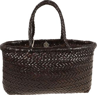 Dragon Mini Flat Gora Woven Herringbone Leather Tote Bag