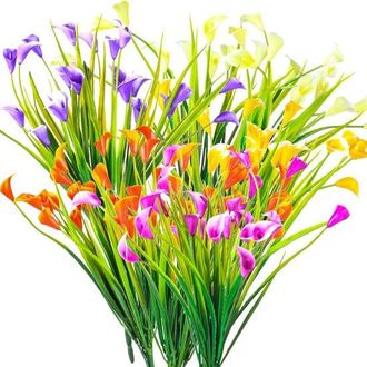 OEM Ocreon 6 Piezas De Flores Artificiales - Ramo De Calas Resistentes A Los Rayos Uv Para Decoraci&oacute;n Del Hogar, Jard&iacute;n Y Mesa