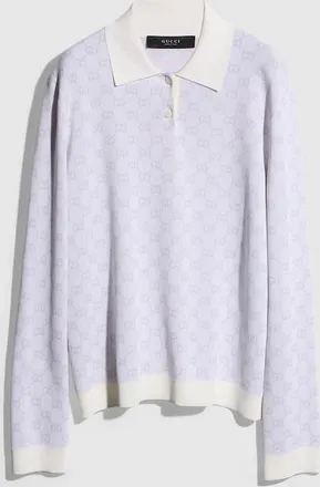 Gucci Fine Knit Viscose GG Jacquard Sweater, White, Ready-to-wear