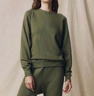 The Great. College Crew Neck Long Sleeve Sweatshirt In Heritage Army