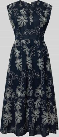 Milano Milano Italy Midikleid mit Stitchings und Eingrifftaschen in Marine, Gr&ouml;&szlig;e 36