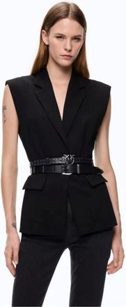 Pinko Pinko, Jassen, Dames, Zwart, XS, Leer, Tailored Gilet