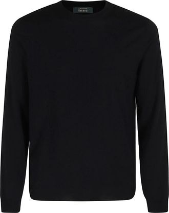 Zanone Round-neck Knitwear, male, Blue, Size: 3XL Flexwool Sweater