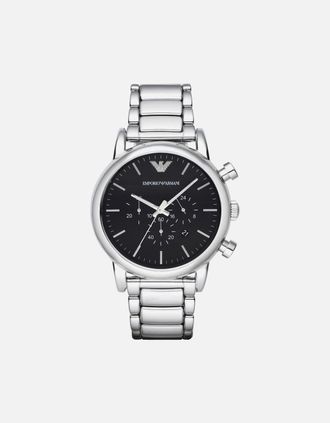 Emporio Armani Mens Emporio Armani AR1894 Silver Chronograph Mens Watch - Black