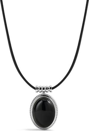 Luv AJ The Midnight Mesa Black Agate Pendant Necklace in Silver at Nordstrom