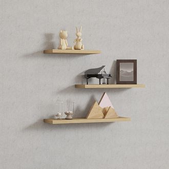 Dmora Estante Roscigno, 3 Baldas, Set De 3 Estantes, Madera Roble Claro, 30x2x14h Cm Marr&oacute;n Roble Claro