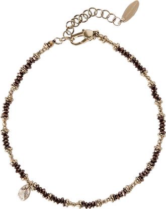 Brunello Cucinelli Brown Hematite and Sterling Silver anklet in Light Gold at Nordstrom