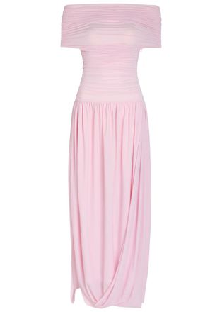 Ronny Kobo Irulan Ruched Stretch-jersey Maxi Dress - Light Pink - S (UK8-10 / S)