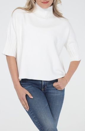 Rain + Rose Mock Neck Boxy Sweater in Ivory at Nordstrom Rack, Size X-Large