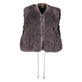 Fabiana Filippi Waistcoats, female, Brown, XS, Shearling Gilet with Ribbed Collar