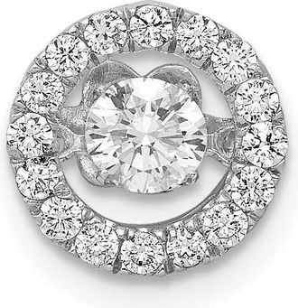 Diamond2Deal 14K White Gold Vibrant Lab Grown Diamond Polished Round Pendant (0.41ct, VS, G-H)