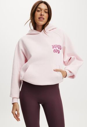 Cotton On Womens Active Plush Premium Graphic Raglan Hoodie in Cherry Dream Wellness Club at Nordstrom, Size X-Small