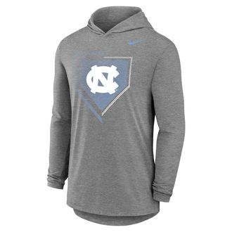 Nike Mens College (North Carolina Tar Heels) Long-Sleeve Hooded Baseball T-Shirt in Grey | M12173P967UNCL-DGH