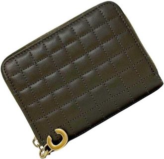 Celine Green Khaki Leather Coin Purse/Coin Case (Pre-Owned)