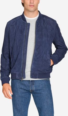 Cole Haan Mens Zip-Up Suede Jacket - Blue Size Medium