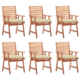 vidaXL Vidaxl - Sillas Comedor De Jard&iacute;n Y Cojines 6 Uds Madera Maciza Acacia