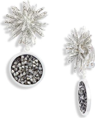 Karine Sultan Crystal Cluster Drop Clip Earrings in Silver at Nordstrom