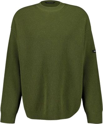 Balenciaga Luxe Khaki Groene Wollen Trui - Heren - Ronde hals truien - Groen - S - Wol - Truien & Vesten