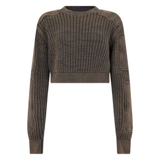 Diesel Maglione corto girocollo - - Knitwear - Donna - Marrone - S