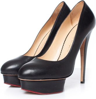 Charlotte Olympia Pre-owned Womens Black leather platform pumps - Size EU 41