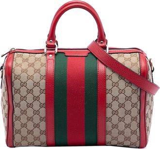 Gucci Pre-owned Womens Medium Gg Canvas Web Joy Boston Bag - Tan Textile - One Size