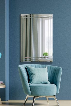 MirrorOutlet Luxford All Glass Bevelled Large Dress Mirror 120 x 80 CM in Silver | Size: 1 Pack