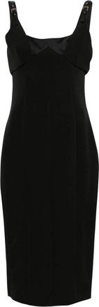 Versace Jeans Couture Zwarte Barok Gesp Midi Jurk - Dames - Casual kleedjes - Zwart - XS - Polyester - Kleedjes