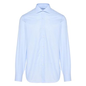 Barba Formal Shirts, male, Blue, Size: 2XL Micro-pattern cotton dress shirt