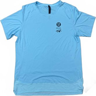 lululemon Mens Fast And Free Road To Trail Short Sleeve - Plus In Baby Blue