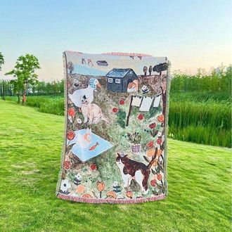 OEM Tapiz, Manta, Camino De Cama O Elemento Decorativo Con Estilo De Pintura Al &Oacute;leo, 90110 Cm - Dise&ntilde;os De Patos, Conejos Y Gatos