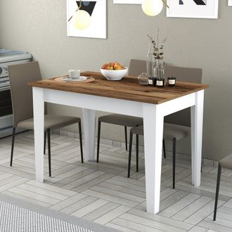 Dmora Mesa Fija Zane, 6 Plazas, Forma Rectangular, Soporta 120 Kg, 110x72x75h Cm Blanca