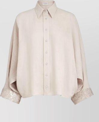 Brunello Cucinelli linen shirt relaxed silhouette collared neck