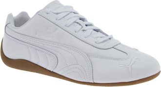 Puma Unisex White Low Top Sneakers With Embossed Logo Leather Trainers