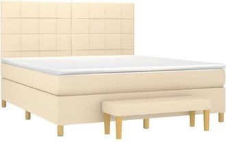 vidaXL Vidaxl - Cama Box Spring Con Colch&oacute;n Tela Color Crema 180x200 Cm
