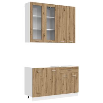 vidaXL Unidad De Cocina Lyon 4 Uds. Roble Artisan Madera De Ingenier&iacute;a Vidaxl