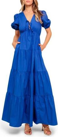 Flying Tomato Puff Sleeve Tiered Maxi Dress in Royal Blue at Nordstrom Rack, Size Large