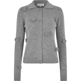 Stine Goya Truien & Vesten, Dames, Grijs, XS, Wol, Button Up Long Sleeve Polo Knit