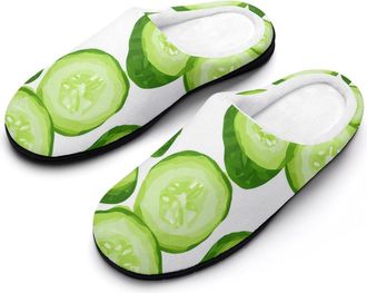 Generic Cucumber Slices Freshs Slippers Men Winter Warm Cotton Anti-Slip Indoor Slip-Ons House Shoes