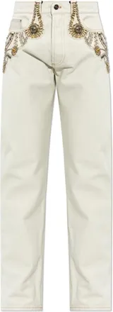 Versace Heren, Jeans, Beige, Maat: W31 Katoen