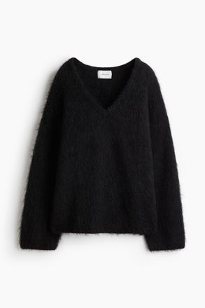 H&M Oversized Pullover aus Mohairmix - Grau