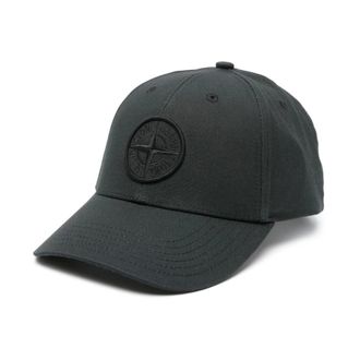 Stone Island Black Cotton Rep Cap with Compass Logo - male - Stone Island - Hats & Caps - Black - ONE SIZE - Accessories