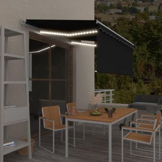 Berkfield Home Manual Retractable Awning with Blind&LED 3x2.5m Anthracite in Black