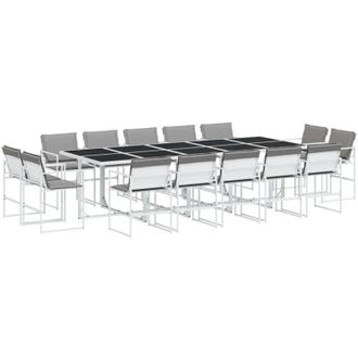 vidaXL Juego De Comedor De Jard&iacute;n 15 Pzas Con Cojines Textilene Blanco Vidaxl